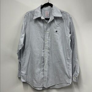 Brooks Brothers Blue and White Striped Shirt M